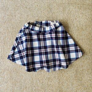 H&M NWOT Plaid Twill Skirt in Blue and Cream